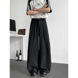 Men Straight Fit Mid-Rise Easy Wash Pleated Parallel Trousers