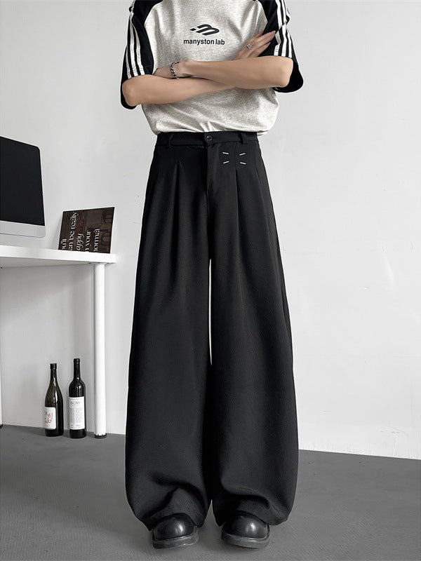Men Straight Fit Mid-Rise Easy Wash Pleated Parallel Trousers