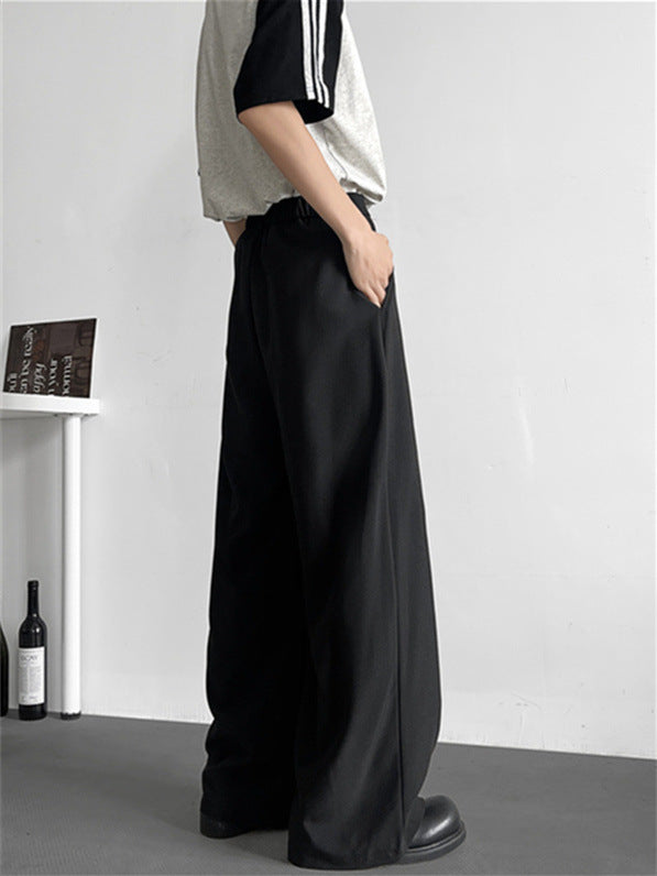 Men Straight Fit Mid-Rise Easy Wash Pleated Parallel Trousers
