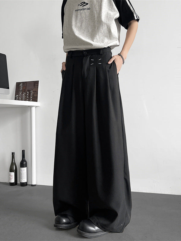 Men Straight Fit Mid-Rise Easy Wash Pleated Parallel Trousers