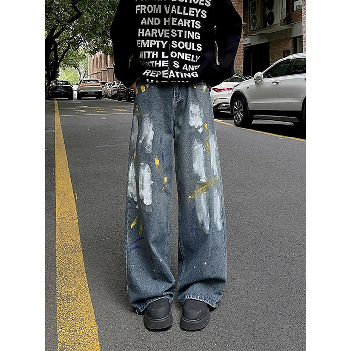 Men Wide Leg Light Fade Jeans