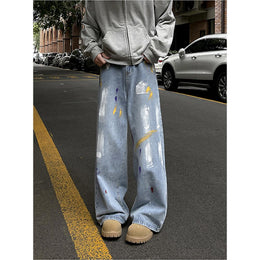 Men Wide Leg Light Fade Jeans