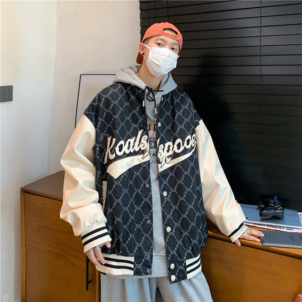 Men Hooded Typography Printed Casual Varsity Jacket