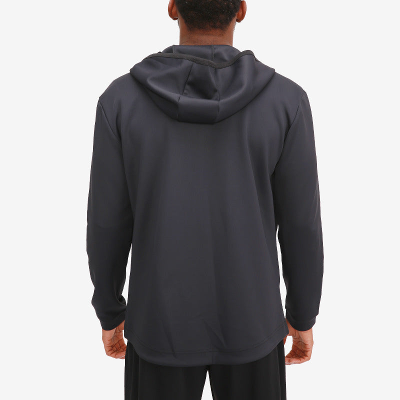 Men Hooded Solid Open Front Jacket