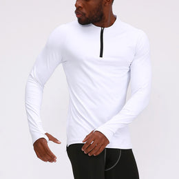 Men Solid High Neck Raw Edge T-shirt