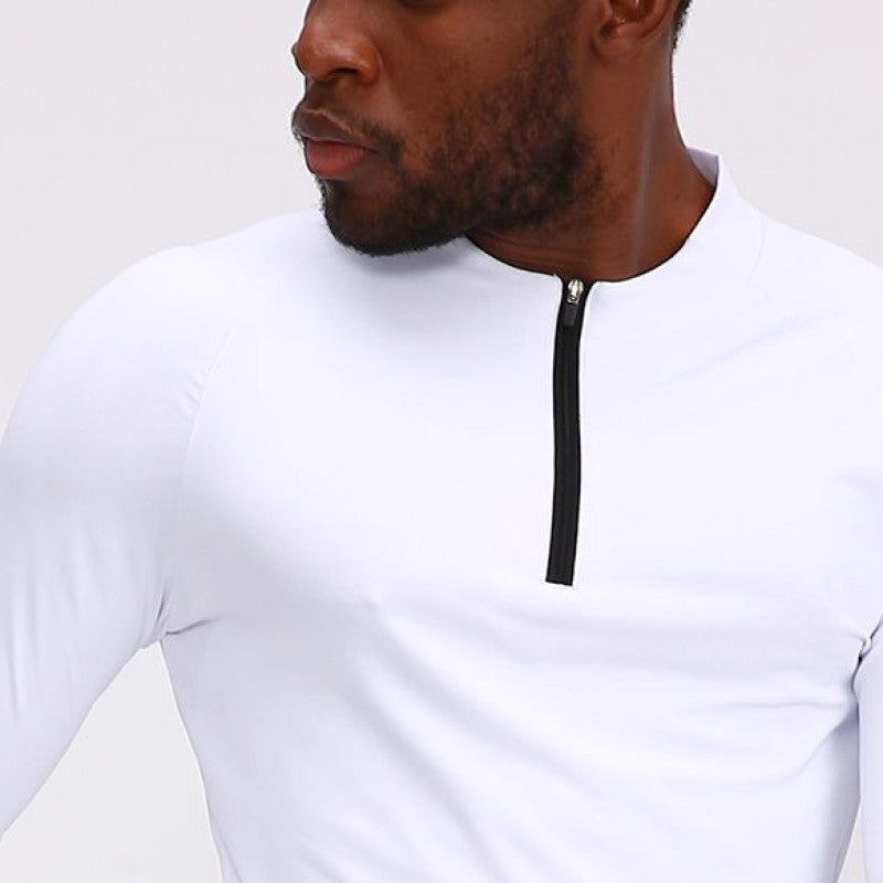 Men Solid High Neck Raw Edge T-shirt