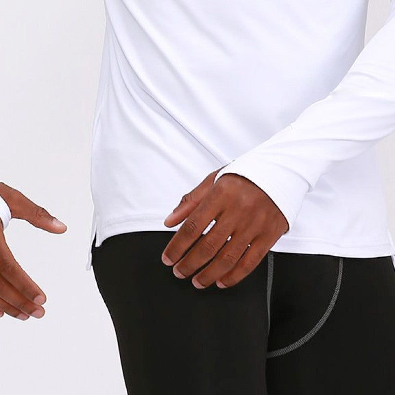 Men Solid High Neck Raw Edge T-shirt