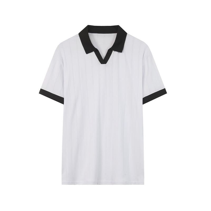 Self Design Polo Collar Regular Fit Short Sleeves T-shirt