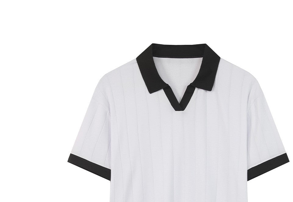 Self Design Polo Collar Regular Fit Short Sleeves T-shirt
