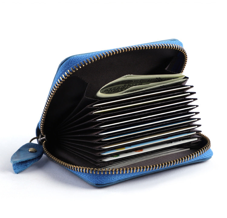 Men Solid Leather Zip Around Wallet