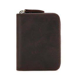 Men Leather Zip Around Wallet