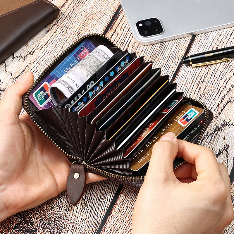 Men Leather Zip Around Wallet