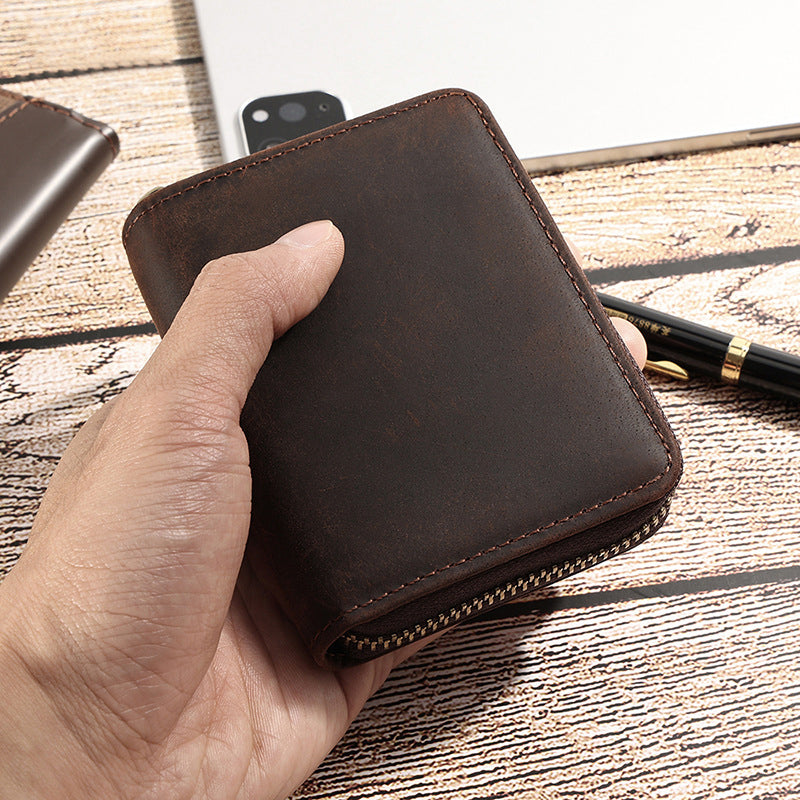 Men Leather Zip Around Wallet
