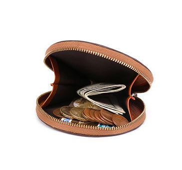 Men Solid Leather Zip Around Wallet