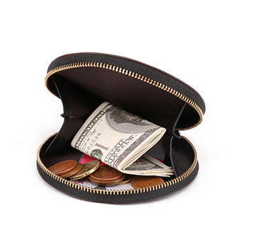 Men Solid Leather Zip Around Wallet
