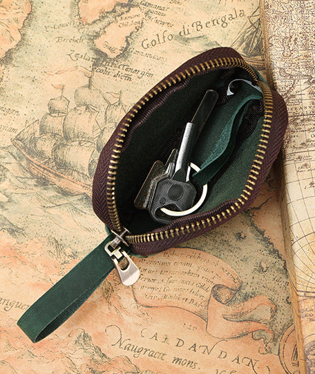 Men Leather Zip Around Wallet