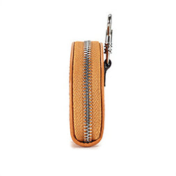 Men Solid Leather Zip Around Wallet