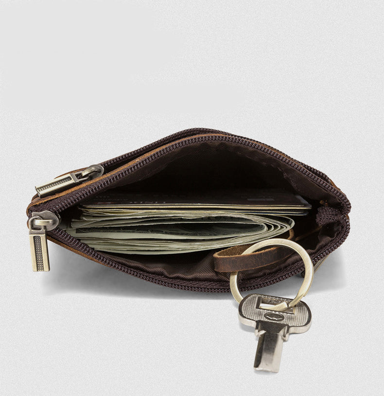Men Leather Zip Around Wallet