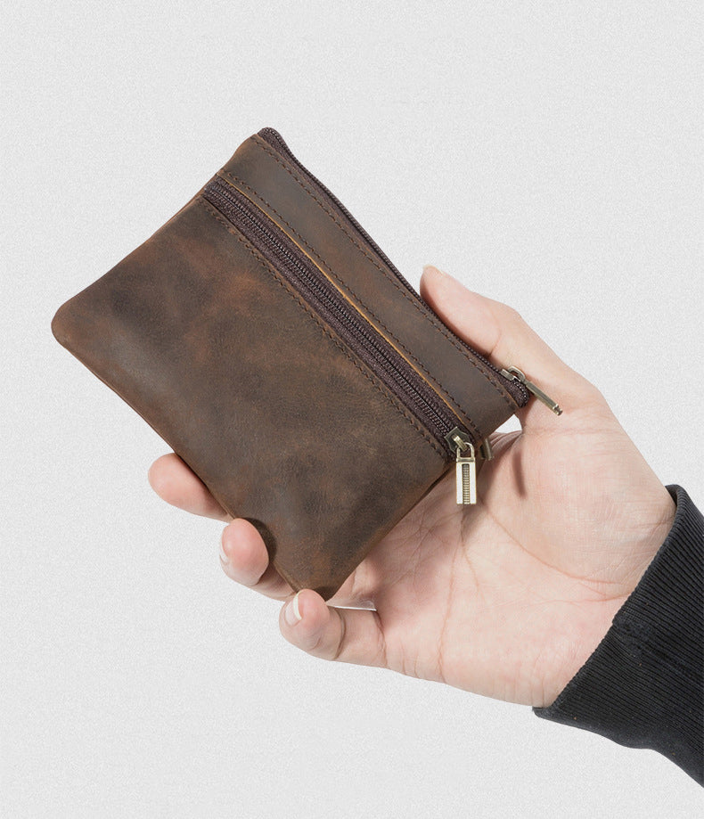 Men Leather Zip Around Wallet