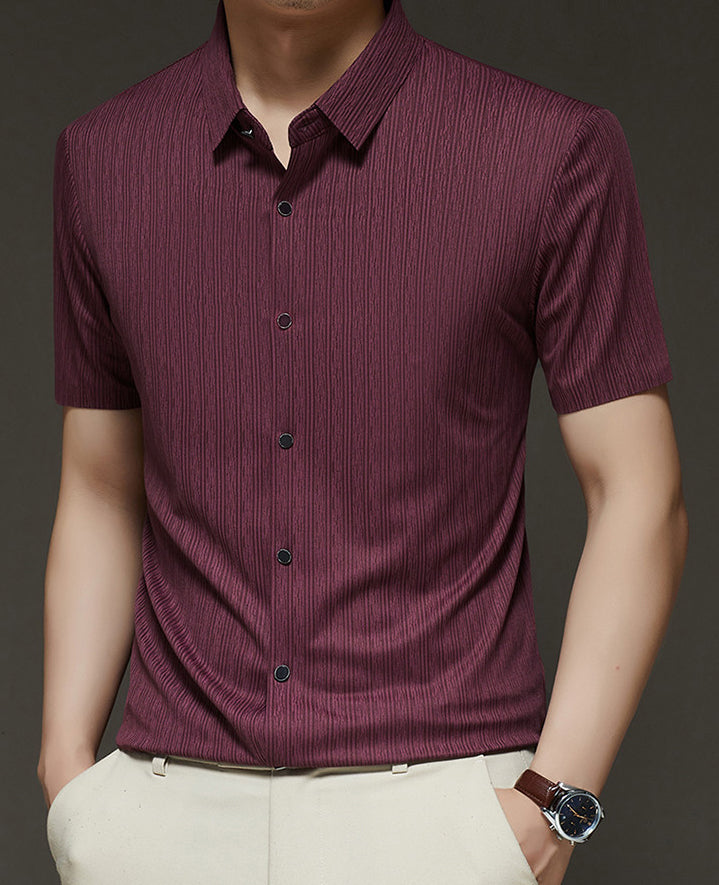 Men Vertical Striped Spread Collar Casual Shirt