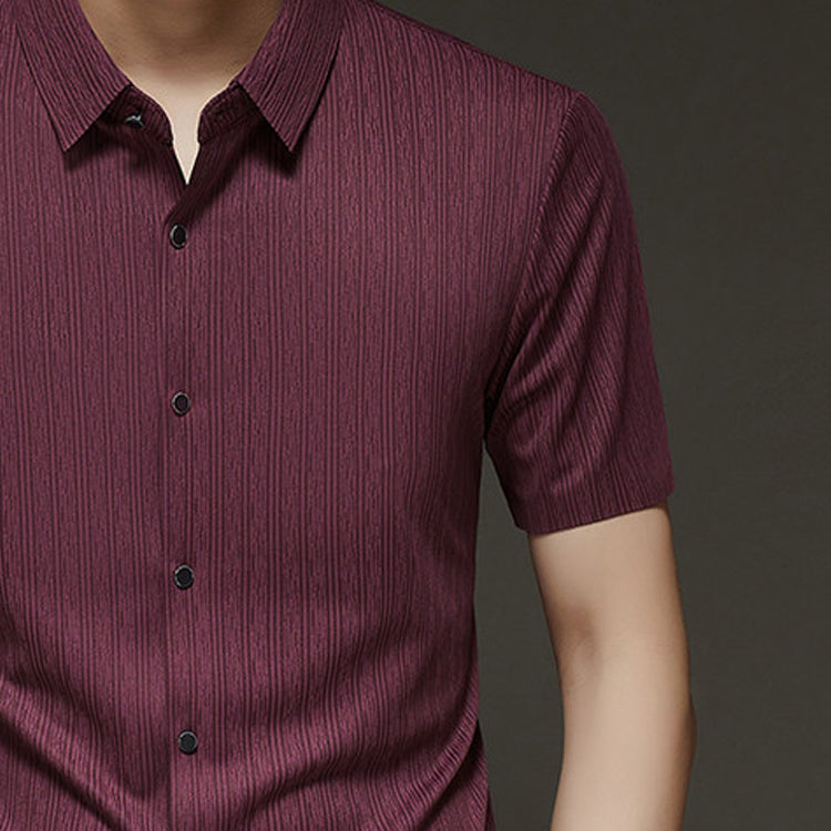Men Vertical Striped Spread Collar Casual Shirt