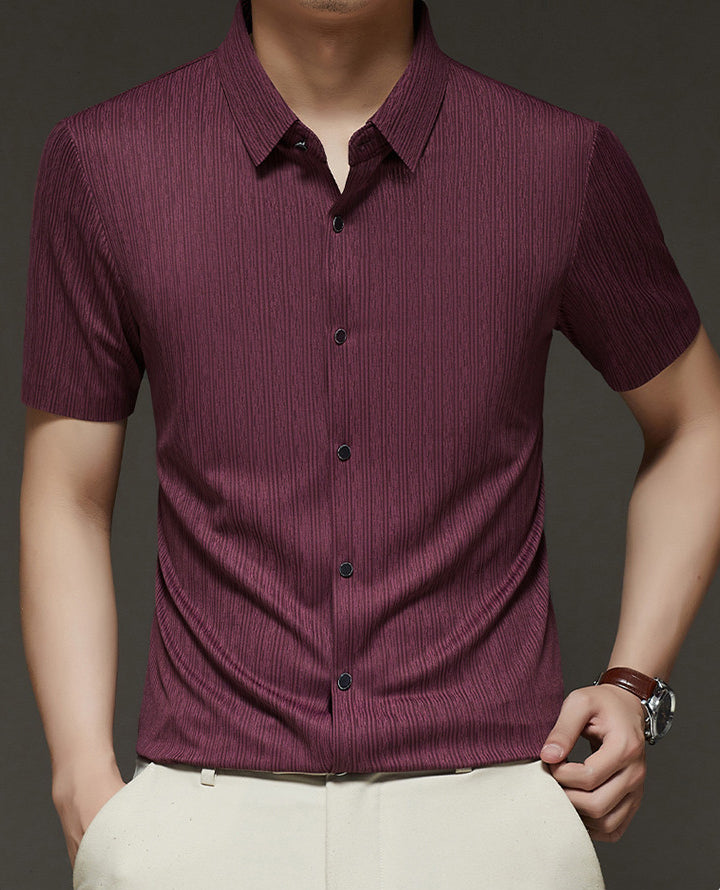 Men Vertical Striped Spread Collar Casual Shirt