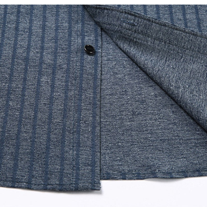 Men Vertical Striped Spread Collar Cotton Casual Shirt