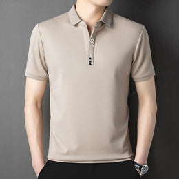 Men Polo Collar Raw Edge T-shirt