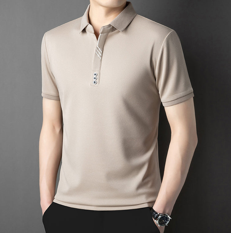 Men Polo Collar Raw Edge T-shirt