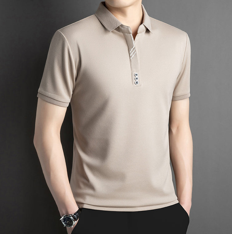 Men Polo Collar Raw Edge T-shirt
