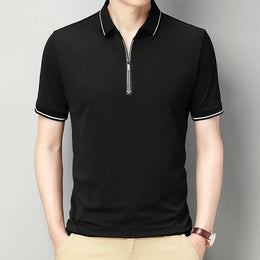 Men Polo Collar Raw Edge T-shirt