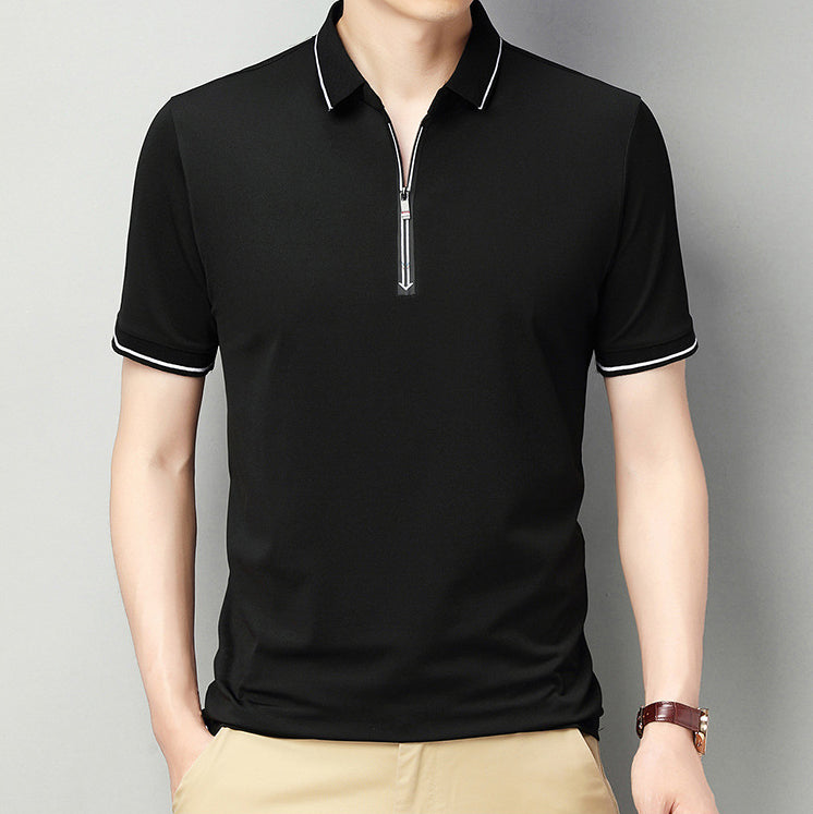 Men Polo Collar Raw Edge T-shirt