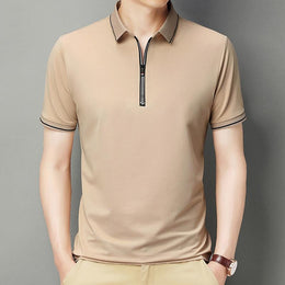 Men Polo Collar Raw Edge T-shirt