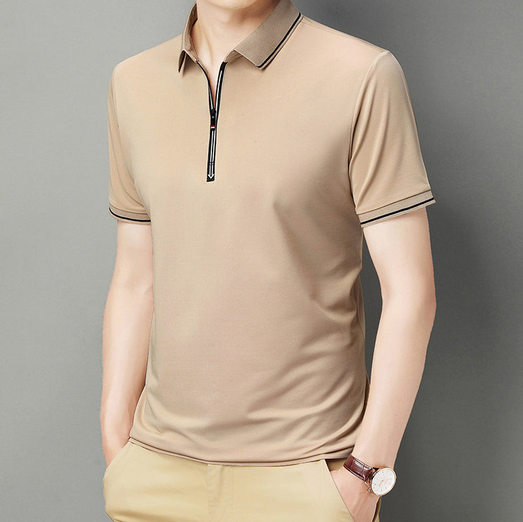 Men Polo Collar Raw Edge T-shirt