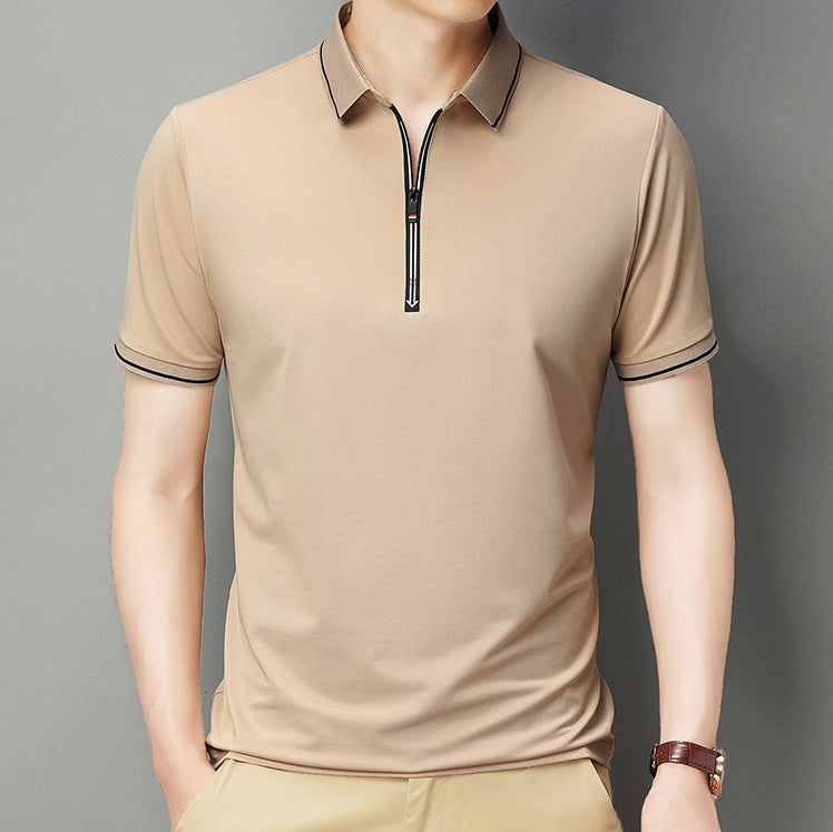 Men Polo Collar Raw Edge T-shirt