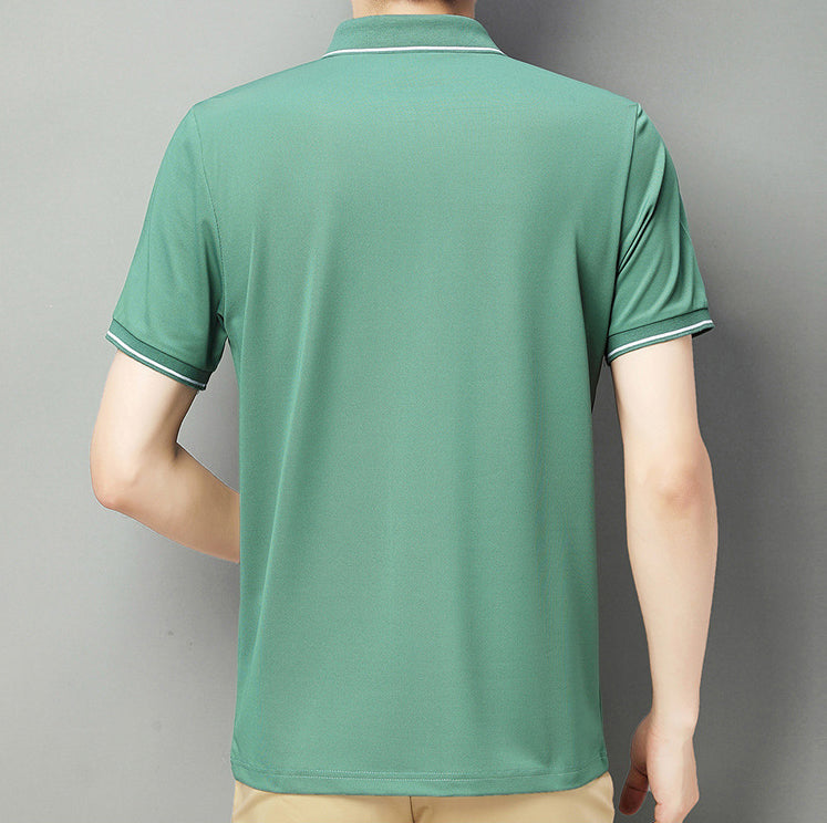 Men Polo Collar Raw Edge T-shirt