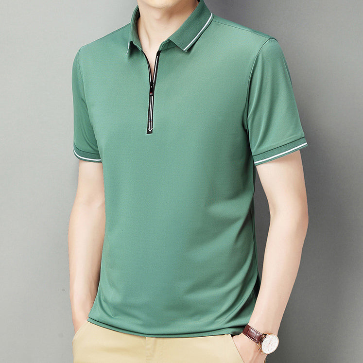 Men Polo Collar Raw Edge T-shirt