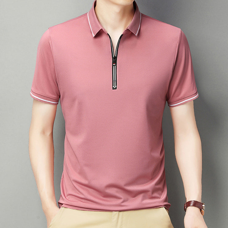 Men Polo Collar Raw Edge T-shirt