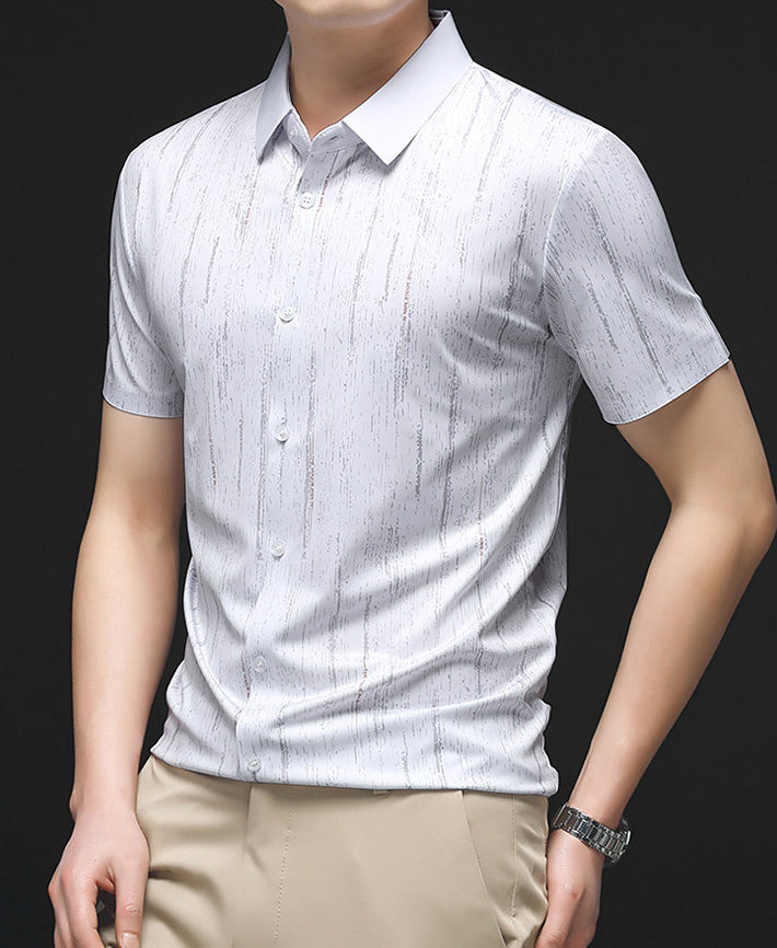 Men Vertical Striped Spread Collar Casual Shirt
