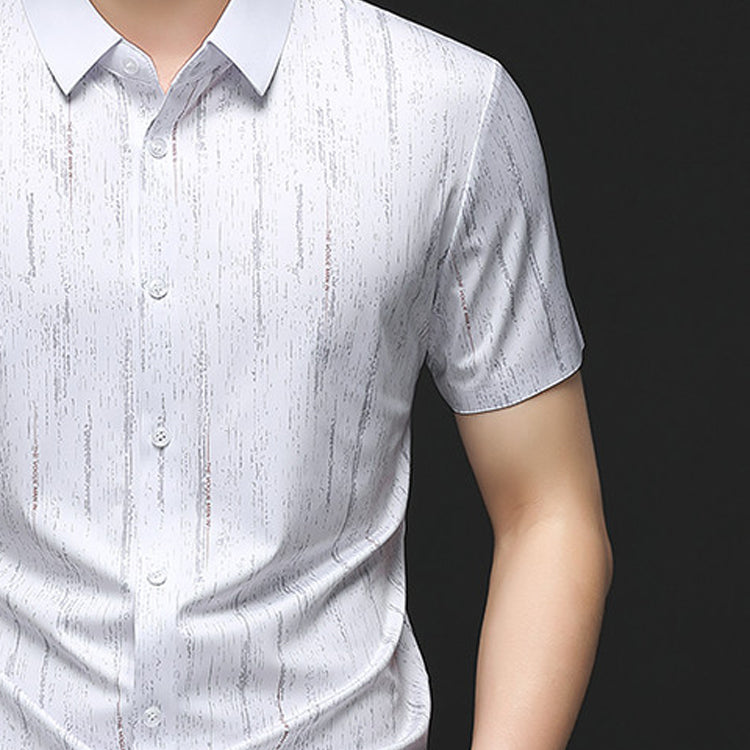 Men Vertical Striped Spread Collar Casual Shirt