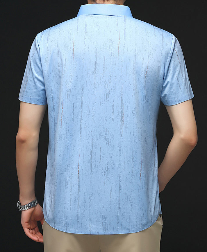 Men Vertical Striped Spread Collar Casual Shirt