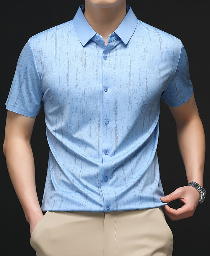 Men Vertical Striped Spread Collar Casual Shirt
