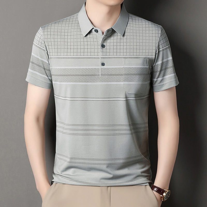 Men Striped Polo Collar Regular Fit T-shirt