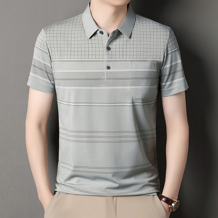 Men Striped Polo Collar Regular Fit T-shirt
