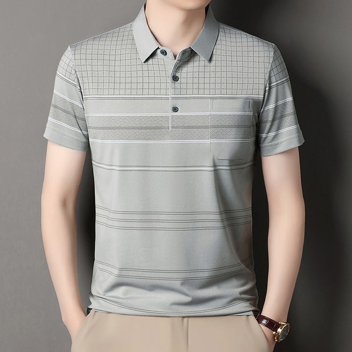 Men Striped Polo Collar Regular Fit T-shirt