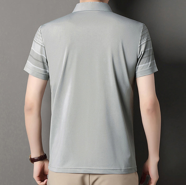 Men Striped Polo Collar Regular Fit T-shirt