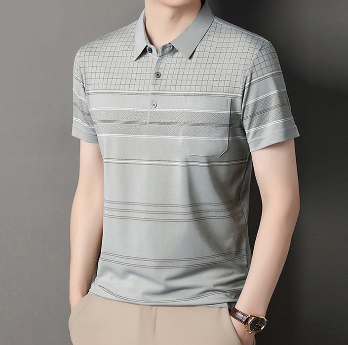 Men Striped Polo Collar Regular Fit T-shirt
