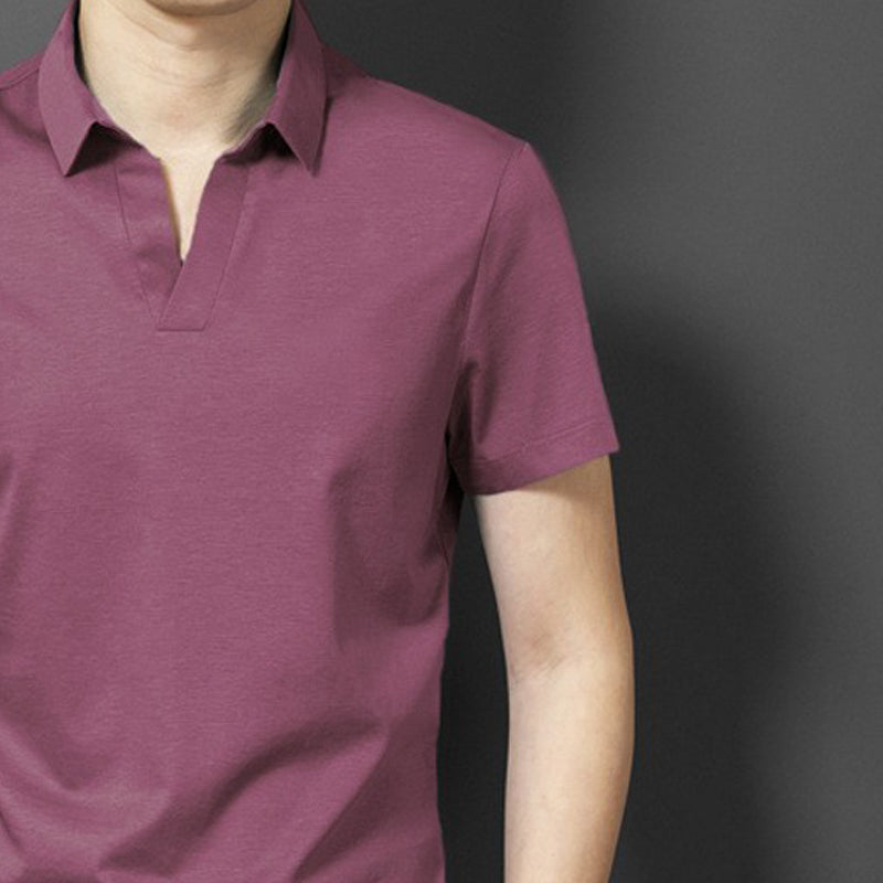 Men Polo Collar Raw Edge T-shirt