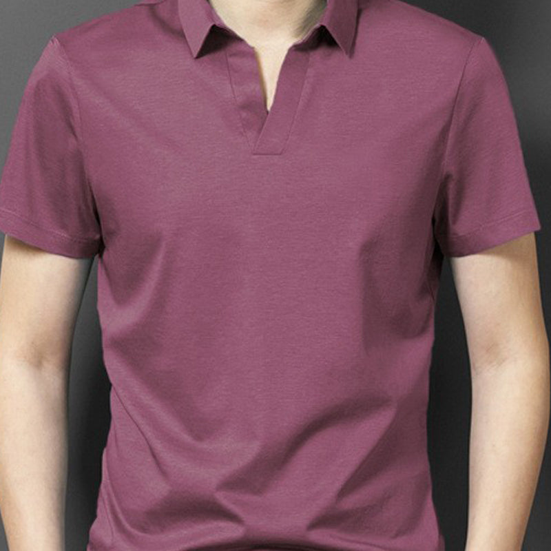 Men Polo Collar Raw Edge T-shirt