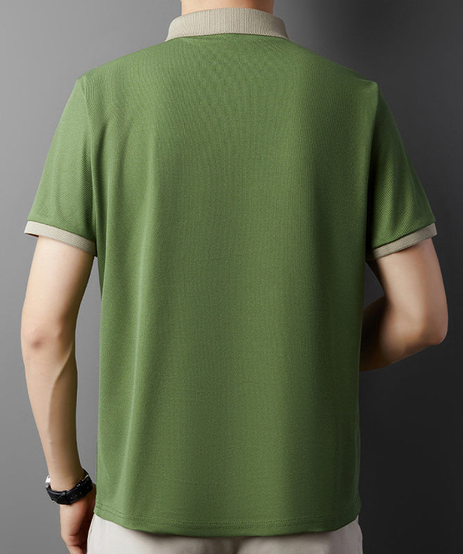 Men Polo Collar Raw Edge T-shirt